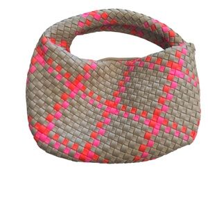 HAUTE SHORE Woven Hobo Bag Carrie Belize Mini Tan Pink orange